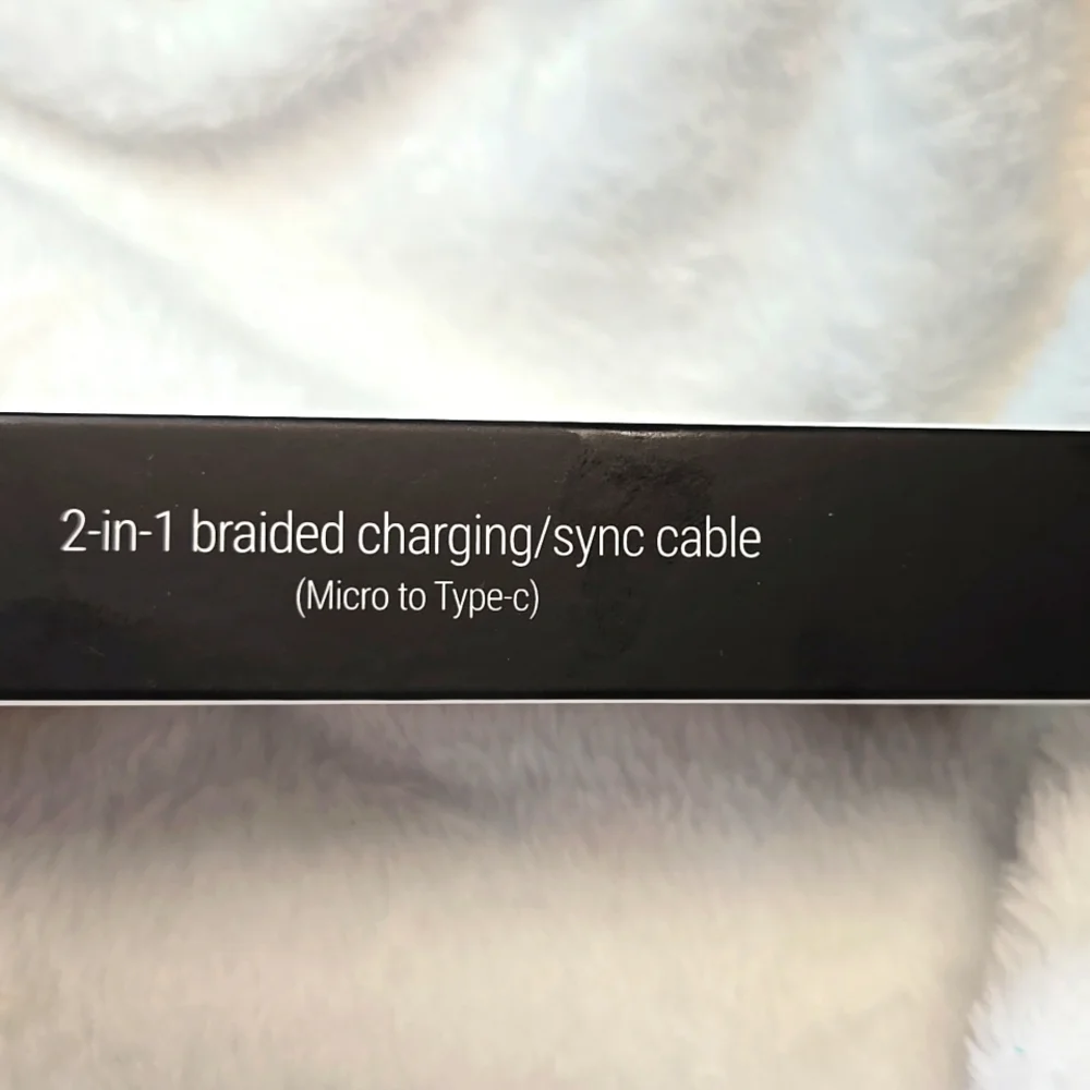 Silver 2-in-1 Braided Charging/Sync Cable NWT